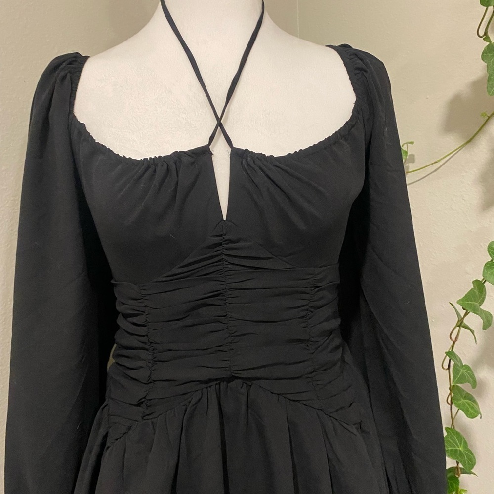 Women Princess Polly Barret Long AsymmetricaL SLEEVE MINI DRESS BLACK Size 8 - Picture 5 of 9